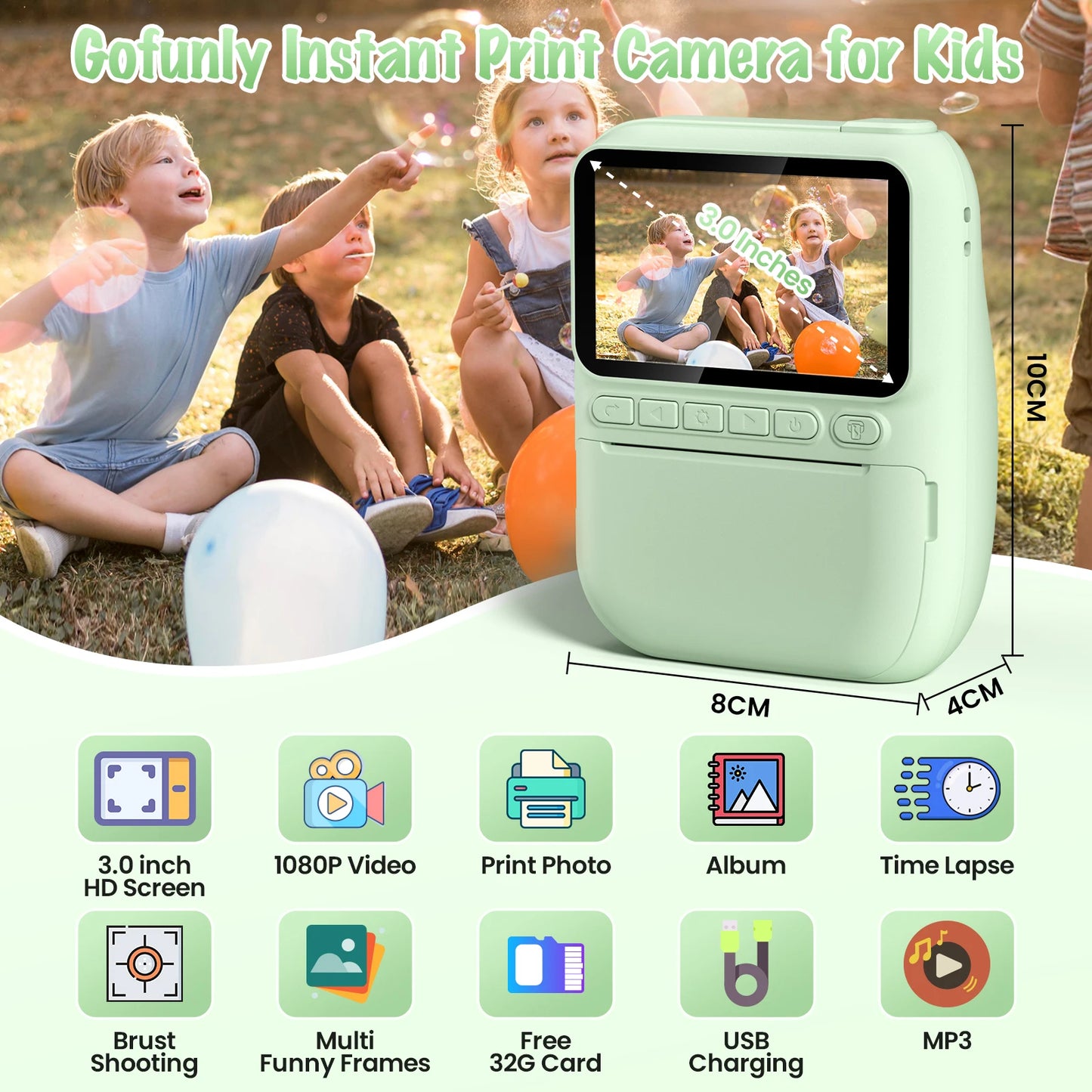 📸 Gofunly Kids Instant Print Camera – Vastleggen, printen en spelen!
